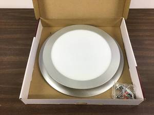 lot 10 image: Home Decorations Collection 22-Watt 15 in. Nickel Integrated LED Flat Round Panel Flush Mount