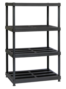 lot 50 image: Sandusky 56 in. H x 36 in. W x 24 in. D 4-Shelf Black Plastic Shelving Unit