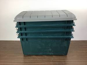 lot 57 image: Lot Of 4 Heavy Duty Large Plastic Bins