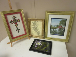 SWEDISH LORDS PRAYER, NEEDLEWORK CROSS, SWEDISH PRINT, NICELY FRAMED