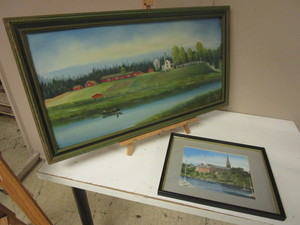 SWEDISH SCENERY PAINTING, SIGNED, CHARLES CARROLL HOUSE PRINT