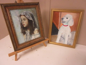 ORIGINAL PAINTINGS, GIRL AND DOG, ARTIST SIGNED