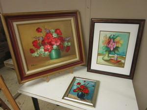 FLOWER PAINTINGS, FRAMED