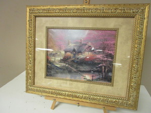 THOMAS KINKADE PRINT, IN ORNATE FRAME