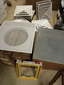 ASSORTED CEILING DIFFUSERS AND VENTS, INSULATED PAN DRAIN, MORE