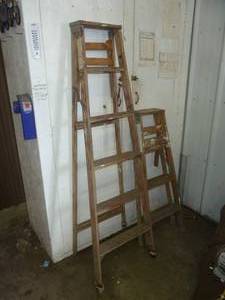lot 70 image: Wood Step Ladders x 2