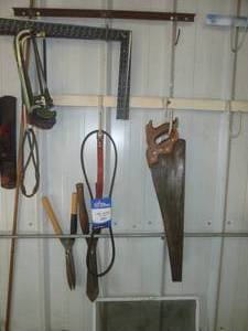 lot 97 image: Hack Saws, Squares, Hedge Trimmers, Wood Saw