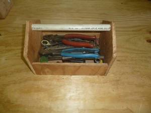 lot 152 image: Wood Tool Box of Wrenches