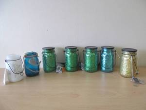 Evergreen Glittery Holiday solar mason jars
