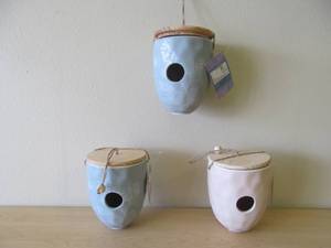 Evergreen ceramic birdhouse