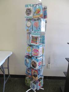 Mylar balloons, ribbons weights