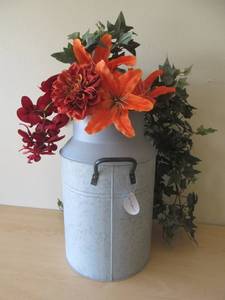 cape creations milk can, silk flowers