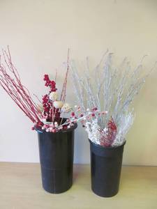 planter pot, dcor branches, sprays