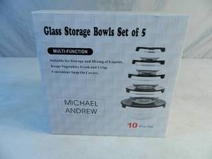 lot 162 image: New 10 Pc Glass Storage Bowl Set