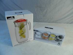 lot 177 image: New Chill and Infuse Glass Pitcher and New Spice Rack