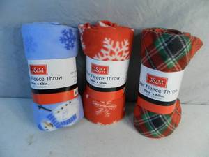 lot 189 image: 3 New Polar Fleece Throws