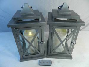 lot 12 image: 2 Large Genuine Luminara Lanterns and Candles with Remote