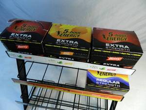 lot 66 image: New Metal 5 Hour Energy Display with 4 Cases of 5 Hour Energy