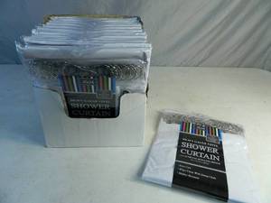 lot 124 image: New Case of 12 Heavy Guage Shower Curtains with Hooks