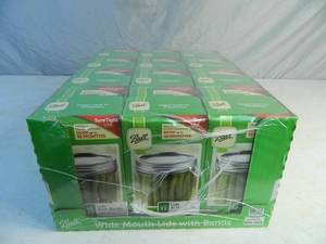 lot 134 image: New Case of Ball Wide Mouth Lids with Bands