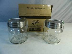 lot 138 image: 2 New Ball Decorative Jars with Lids