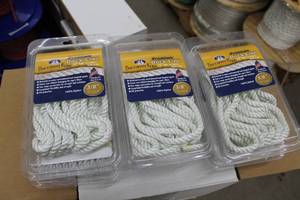 lot 120 image: Lot of (3) Buccaneer Rope Company 38in. Premium Dock Line 12in. Eye Double Braid Nylon White 20ft.