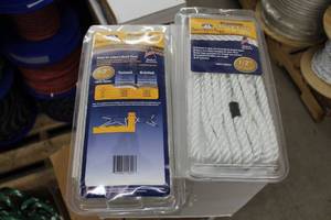 lot 123 image: Lot of (2) Buccaneer Rope Company 12in. Premium Dock Line 12in. Eye Double Braid Nylon White 20ft.