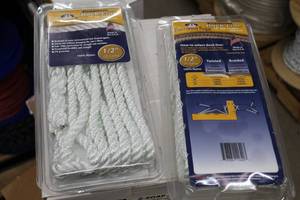 lot 125 image: Lot of (2) Buccaneer Rope Company 12in. Premium Dock Line 12in. Eye Double Braid Nylon White 20ft.