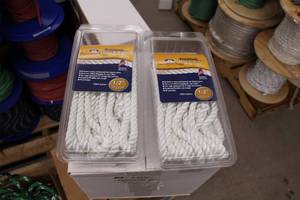 lot 130 image: Lot of (2) Buccaneer Rope Company 12in. Premium Dock Line 12in. Eye Double Braid Nylon White 25ft.