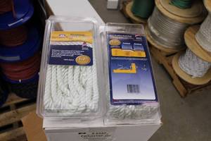 lot 131 image: Lot of (2) Buccaneer Rope Company 12in. Premium Dock Line 12in. Eye Double Braid Nylon White 25ft.