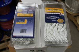 lot 133 image: Lot of (2) Buccaneer Rope Company 12in. Premium Dock Line 12in. Eye Double Braid Nylon White 25ft.