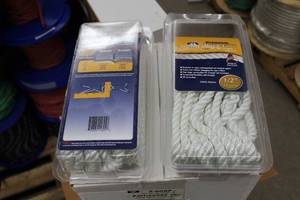 lot 134 image: Lot of (2) Buccaneer Rope Company 12in. Premium Dock Line 12in. Eye Double Braid Nylon White 25ft.