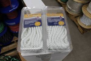 lot 136 image: Lot of (2) Buccaneer Rope Company 12in. Premium Dock Line 12in. Eye Double Braid Nylon White 30ft.