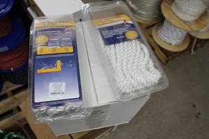lot 137 image: Lot of (2) Buccaneer Rope Company 12in. Premium Dock Line 12in. Eye Double Braid Nylon White 30ft.
