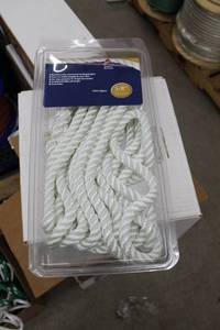 lot 142 image: Buccaneer Rope Company 58in. Premium Dock Line 12in. Eye Double Braid Nylon White 25ft.