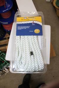 lot 145 image: Buccaneer Rope Company 58in. Premium Dock Line 12in. Eye Double Braid Nylon White 25ft.