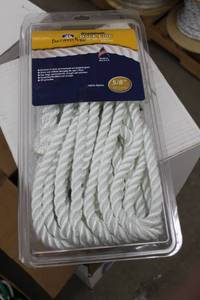 lot 152 image: Buccaneer Rope Company 58in. Premium Dock Line 12in. Eye Double Braid Nylon White 30ft.