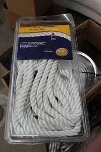 lot 154 image: Buccaneer Rope Company 58in. Premium Dock Line 12in. Eye Double Braid Nylon White 35ft.