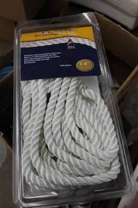 lot 157 image: Buccaneer Rope Company 58in. Premium Dock Line 12in. Eye Double Braid Nylon White 35ft.