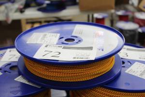 lot 72 image: FSE Robline 316in. Polyethylen Monofil Dinghy Towing Line YellowRed Rope 328 Foot Reel