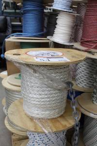 lot 54 image: Buccaneer Rope Company 58in. 8-Plait White Nylon Anchor Line 150 Foot Reel