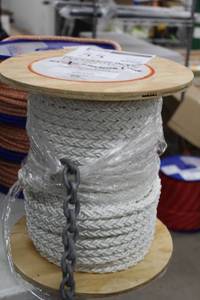 lot 55 image: Buccaneer Rope Company 12in. 8-Plait White Nylon Anchor Line 150 Foot Reel