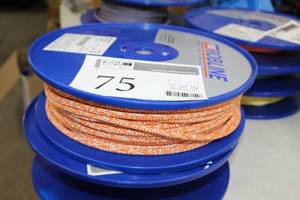 lot 75 image: FSE Robline 5.5mm DyneemaTechnoraXLF Super Dinghy Sheet OrangeWhite 100 Foot Reel