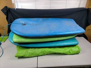 3 Styrofoam Wake Boards, Floatie, 2 Water Ski Handles