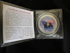 2001 $1 US Silver Eagle Painted 911 Coin