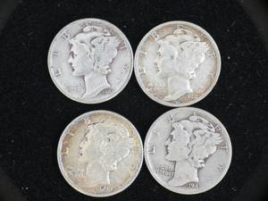 (4) Mercury Dimes (1939-P,1941-P,1944-P,1942-D)