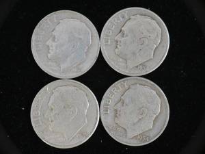 (4) 1954-S Roosevelt Dimes