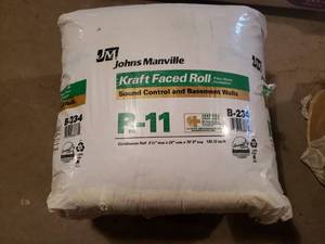 lot 1 image: Roll of Faced B-234 R-11 Johns Manville Insulation