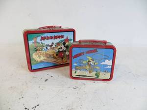lot 46 image: 2 Metal Mickey Mouse Lunch Boxes