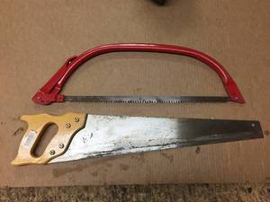 lot 10 image: Lot of two saws - 1 carpenter saw, 1 bow saw
